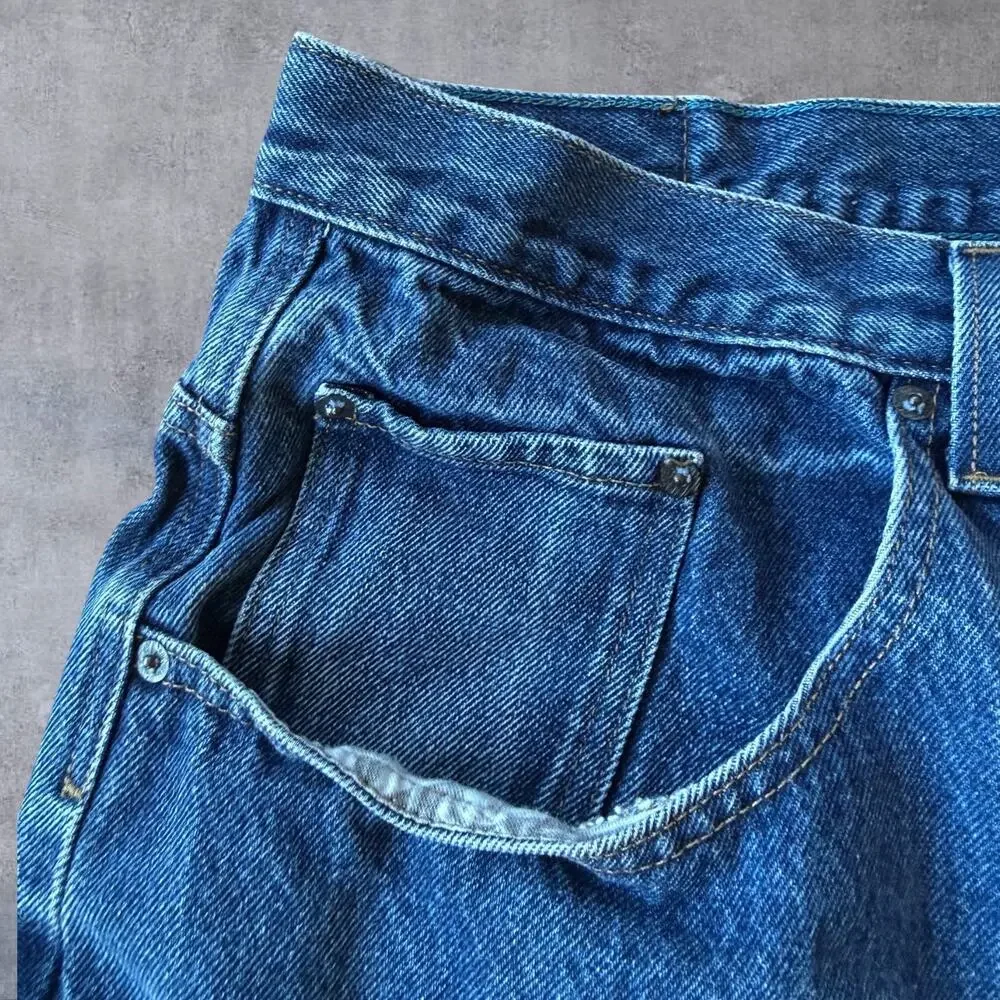 Vtg Anchor Blue Baggy Jeans Mens 42 Y2K Skater Streetwear Wide Leg Blue Denim